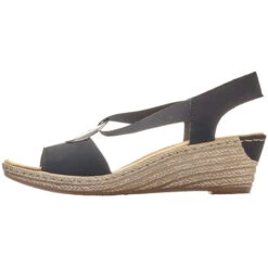 Rieker Fanni H6 Wedge Sandal Black (Women's) -Ecco Shoe Store Blk 5 74441e8a 141c 4642 8824 ddbcd04f77b8