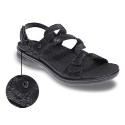 Revere Miami Sandal Black Lizard (Women's) -Ecco Shoe Store BlkLiz 7