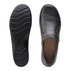 Clarks Cora Poppy Black Leather Slip-On (Women's) -Ecco Shoe Store CoraPoppy 6