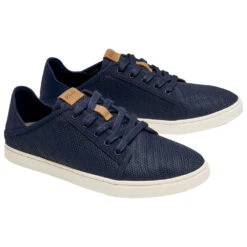 OluKai Pehuea Lī Mesh Lace-Up Sneaker Trench Blue (Women's) -Ecco Shoe Store TieBlu 3