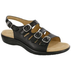 SAS Mystic Sandal Black Leather (Women's)