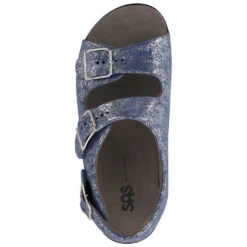 SAS Relaxed Sandal Silver Blue Leather (Women's) -Ecco Shoe Store silver blue 6
